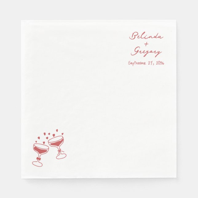 Serviette En Papier Custom Sparkling Wine Tower Doodles Wedding (Devant)