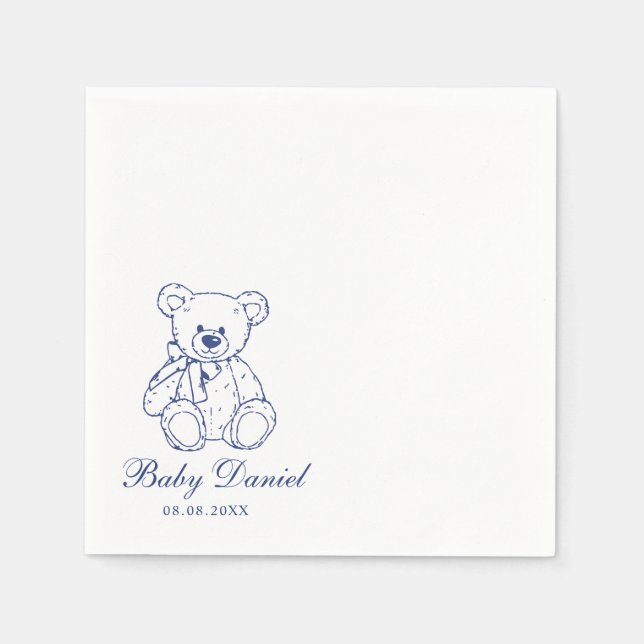 Serviette En Papier Custom Teddy Bear Baby Shower (Devant)