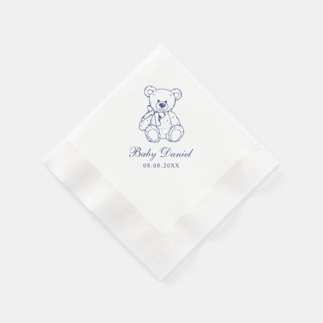 Serviette En Papier Custom Teddy Bear Baby Shower (Coin)