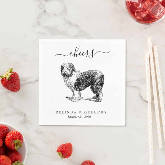 Serviette En Papier Custom Wedding Cheers Dog Animal Pet Illustration (En situation)