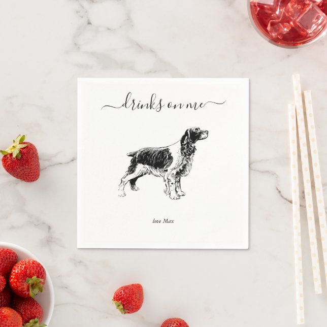 Serviette En Papier Custom Wedding Drinks On Me Dog Animal Pet  (En situation)
