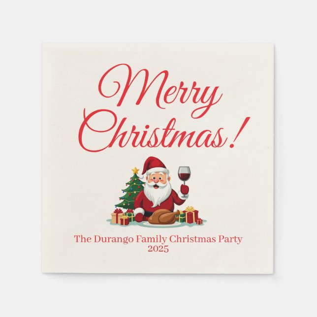 Serviette En Papier Customisable Happy Santa Claus Christmas Party (Devant)