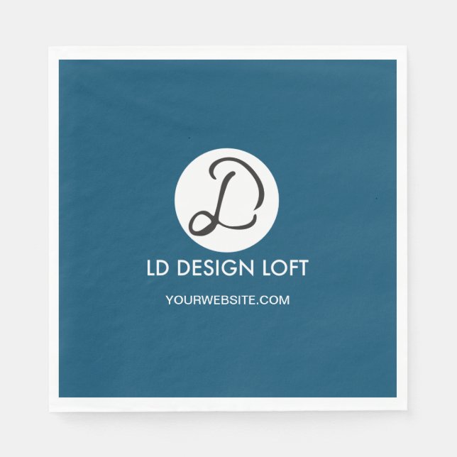 Serviette En Papier Customisé Cocktail bleu foncé Napkin avec logo et (Devant)