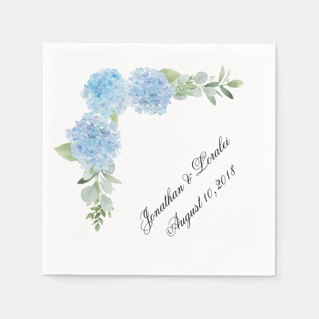 Serviette En Papier Customisez vos serviettes mariages Blue Hydrangea (Devant)