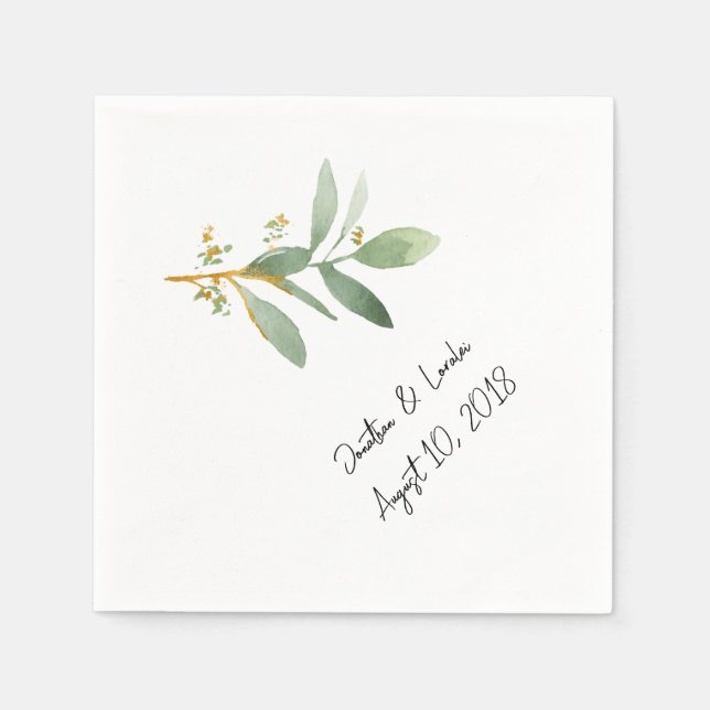 Serviette En Papier Customisez vos serviettes mariages verdure (Devant)