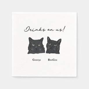 Serviette En Papier Cute 2 Chats Noirs Boire Sur Nous Mariage