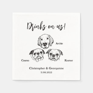 Serviette En Papier Cute 3 Chiens Animaux de compagnie Boissons sur no