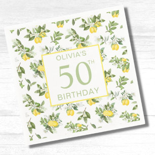 Serviette En Papier Cute 50e anniversaire Citron Citrus Botanique