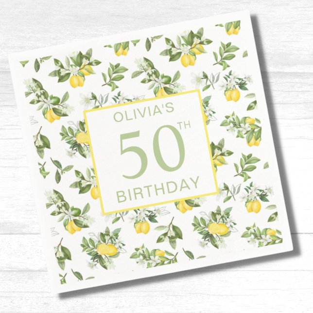 Serviette En Papier Cute 50e anniversaire Citron Citrus Botanique (Créateur téléchargé)