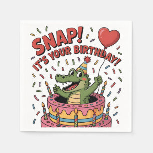 Serviette En Papier Cute Alligator Anniversaire Cake Party Design