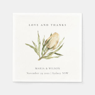 Serviette En Papier Cute Amérindienne Banksia Aquarelle Mariage Floral