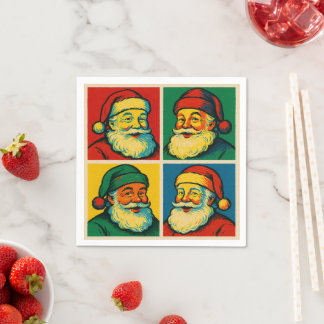 Serviette En Papier Cute Andy Warhol-style pop art Santa
