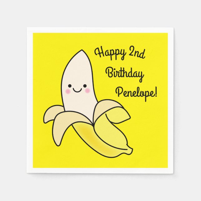 Serviette En Papier Cute Anniversaire de enfant banane Kawaii (Devant)