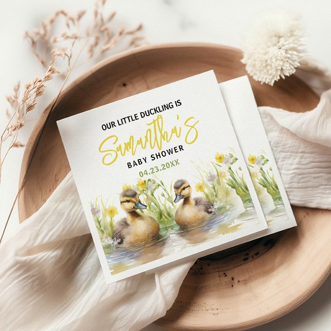 Serviette En Papier Cute Aquarelle Canard bébé garçon douche (Créateur téléchargé)