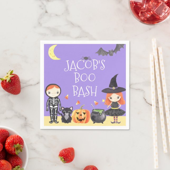 Serviette En Papier Cute Aquarelle Costume d'Halloween Enfants (En situation)