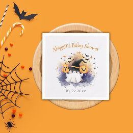 Serviette En Papier Cute Aquarelle Fantôme Citrouille Baby shower