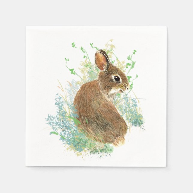 Serviette En Papier Cute aquarelle lapin lapin Art animal lapin (Devant)