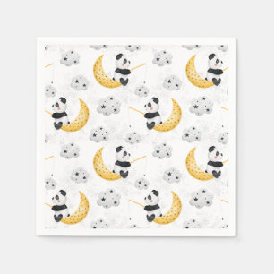 Serviette En Papier Cute Aquarelle Pêche Panda Motif Anniversaire