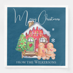 Serviette En Papier Cute Aquarelle Pingerpain gens sur bleu