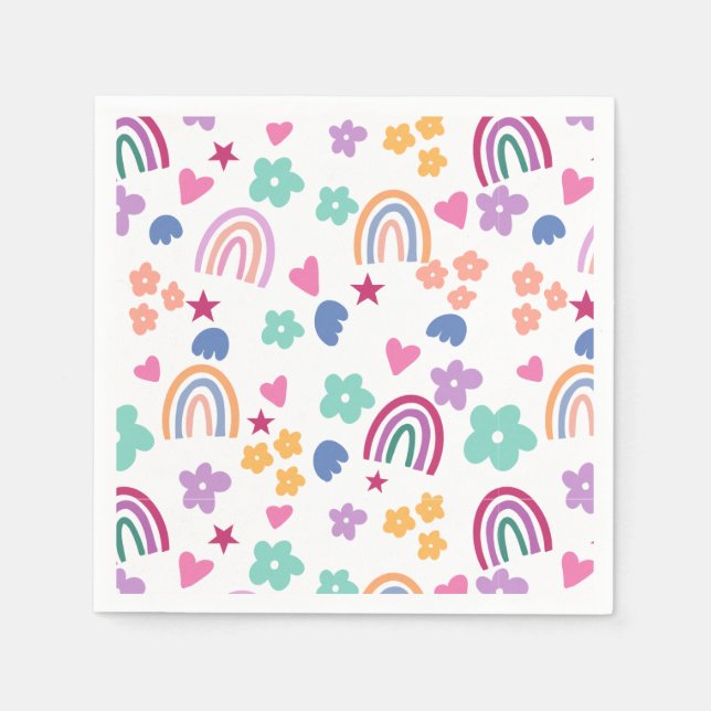 Serviette En Papier Cute arc-en-ciel (Devant)