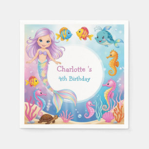 Serviette En Papier Cute arc-en-ciel mermaid poisson hippocampe Annive