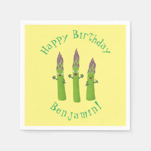 Serviette En Papier Cute asperges chantant un trio végétal dessin anim