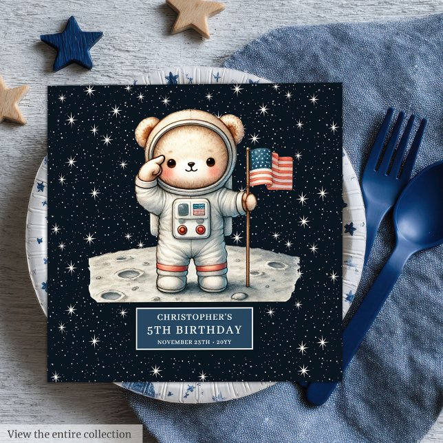 Serviette En Papier Cute Astronaut Bear Party Napkins Personnalisé Gar (Cute Astronaut Bear Party Napkins Personalized Boy)