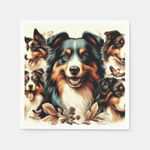 Serviette En Papier Cute Australian Shepherd Peinture