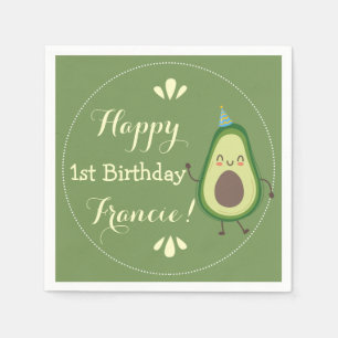 Serviette En Papier Cute Avocado Personnaliser Coloré 1er Anniversair