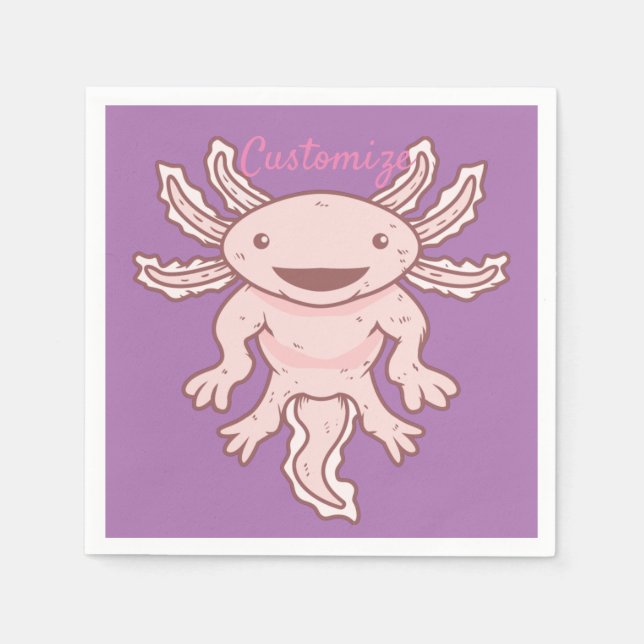 Serviette En Papier Cute Axolotl rose Thunder_Cove (Devant)