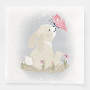 Serviette En Papier Cute baby Bunny et butterfly.