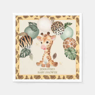Serviette En Papier Cute Baby Giraffe Poster de animal Safari