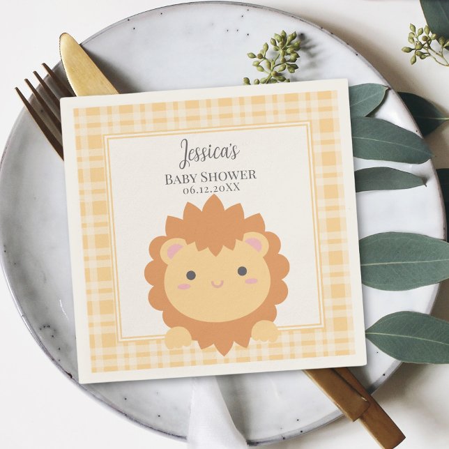 Serviette En Papier Cute Baby Lion Cub Baby shower neutre genre (Créateur téléchargé)