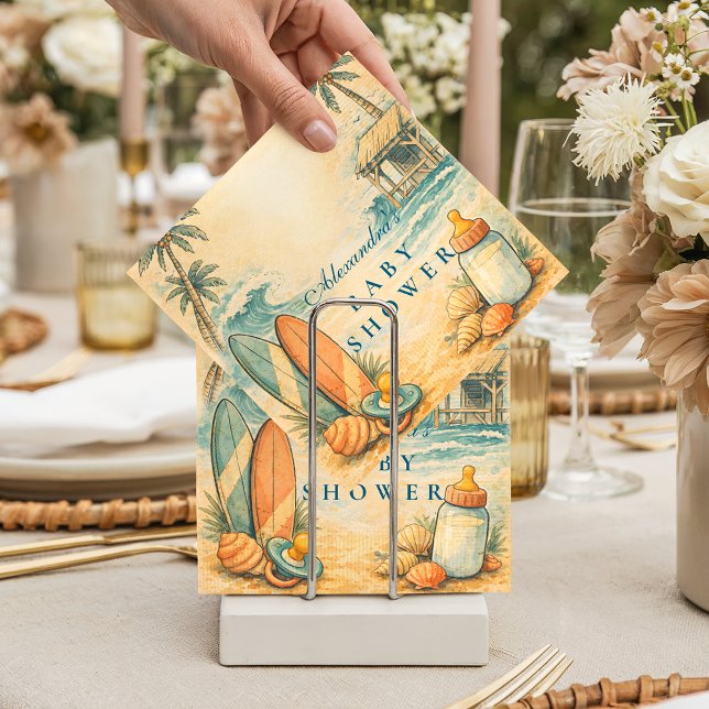 Serviette En Papier Cute Baby On Board Surf Baby Shower (Créateur téléchargé)