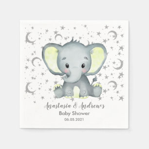 Serviette En Papier Cute Baby shower Eléphant Jaune serviette
