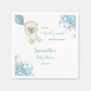 Serviette En Papier Cute Baby shower Ours En Teddy Aquarelle Bleu Garç