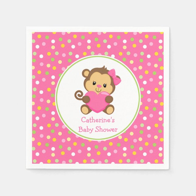 Serviette En Papier Cute Baby shower singe (Devant)