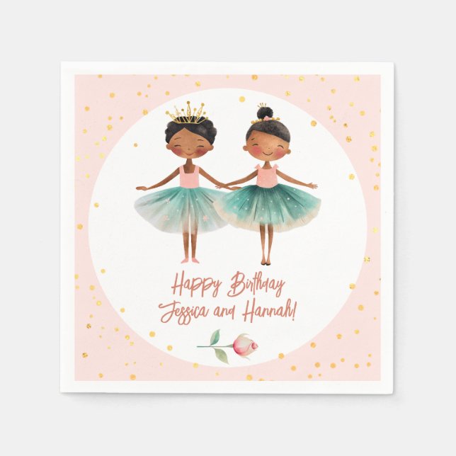 Serviette En Papier Cute Ballerina Ballet Rose Double Anniversaire (Devant)