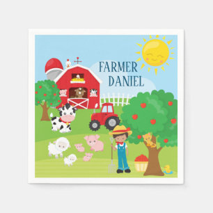 Serviette En Papier Cute Barnyard Animaux, Fermier, Tracteur Anniversa