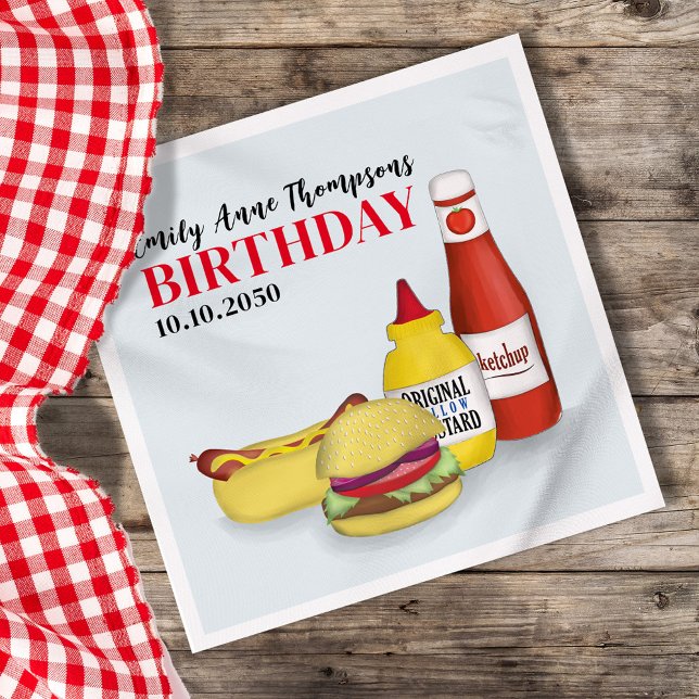 Serviette En Papier Cute BBQ fête d'anniversaire Personnalisée (Birthday BBQ custom napkins)