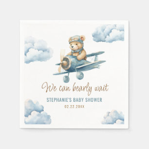 Serviette En Papier Cute Bear Avion Blue Boy Baby shower