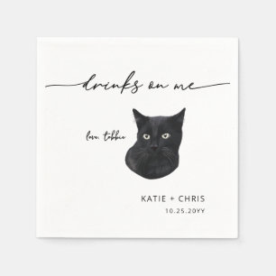 Serviette En Papier Cute Black Cat Boire sur moi Mariage