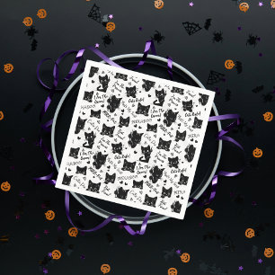 Serviette En Papier Cute Black Cats et Motif des paroles