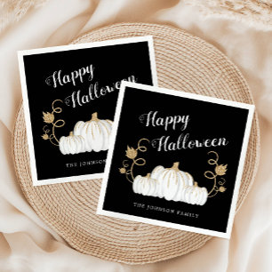 Serviette En Papier Cute Black Happy Halloween Citrouilles serviettes