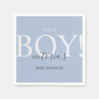 Cute Bleu Simple Typographie Baby shower Napkin