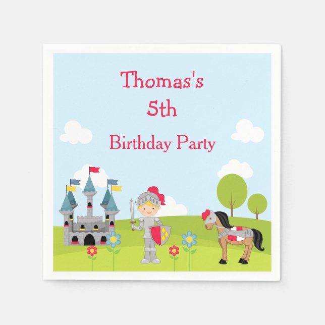 Serviette En Papier Cute Blonde Knight 'Je suis allé à' (Devant)