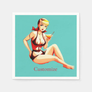 Serviette En Papier Cute Blonde Martini Bikini Girl Thunder_Cove