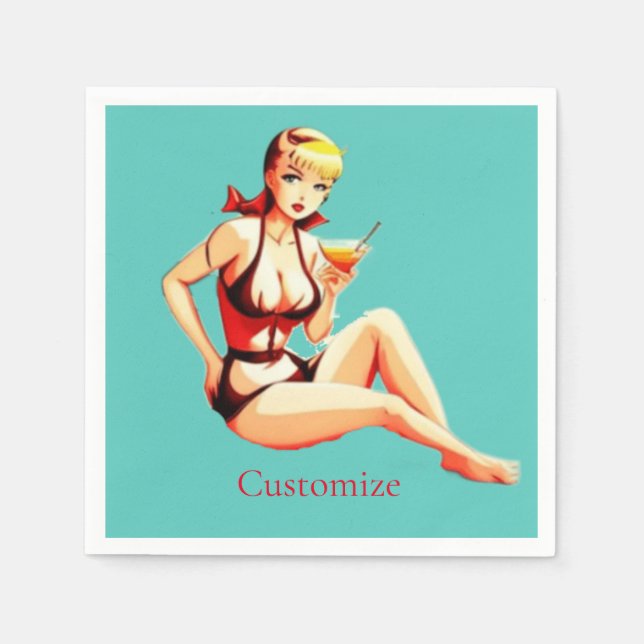 Serviette En Papier Cute Blonde Martini Bikini Girl Thunder_Cove (Devant)
