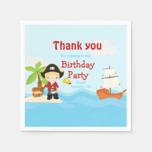 Serviette En Papier Cute Blonde Pirate Boy en Red Anniversaire