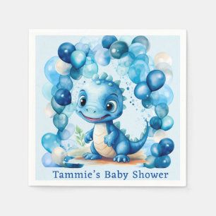 Serviette En Papier Cute Blue Dinosaur Ballons Baby shower garçon